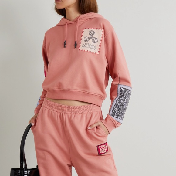 MCQ Alexander McQueen In Dust appliquéd cotton-jersey hoodie - Picture 3 of 17